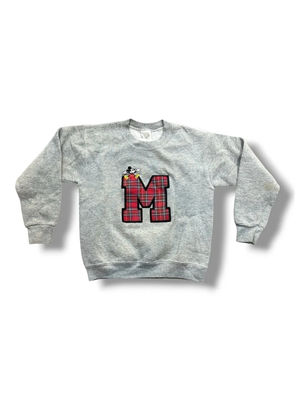 Vintage 90s Disney Mickey Mouse Gray Crew Neck Sweatshirt Kids Unisex Medium - Picture 1 of 12